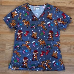 Rudolf Christmas Scrub Top